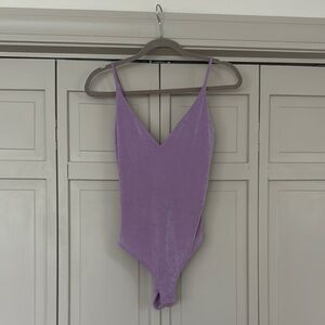 Purple V-Neck Bodysuit
